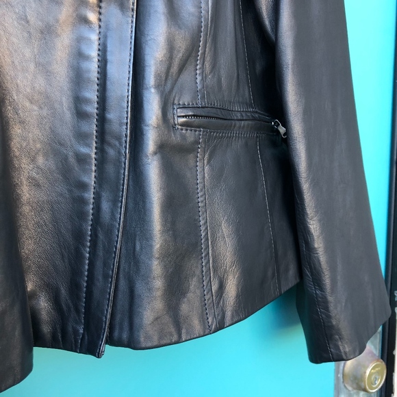 Black leather moto jacket - Picture 6 of 8